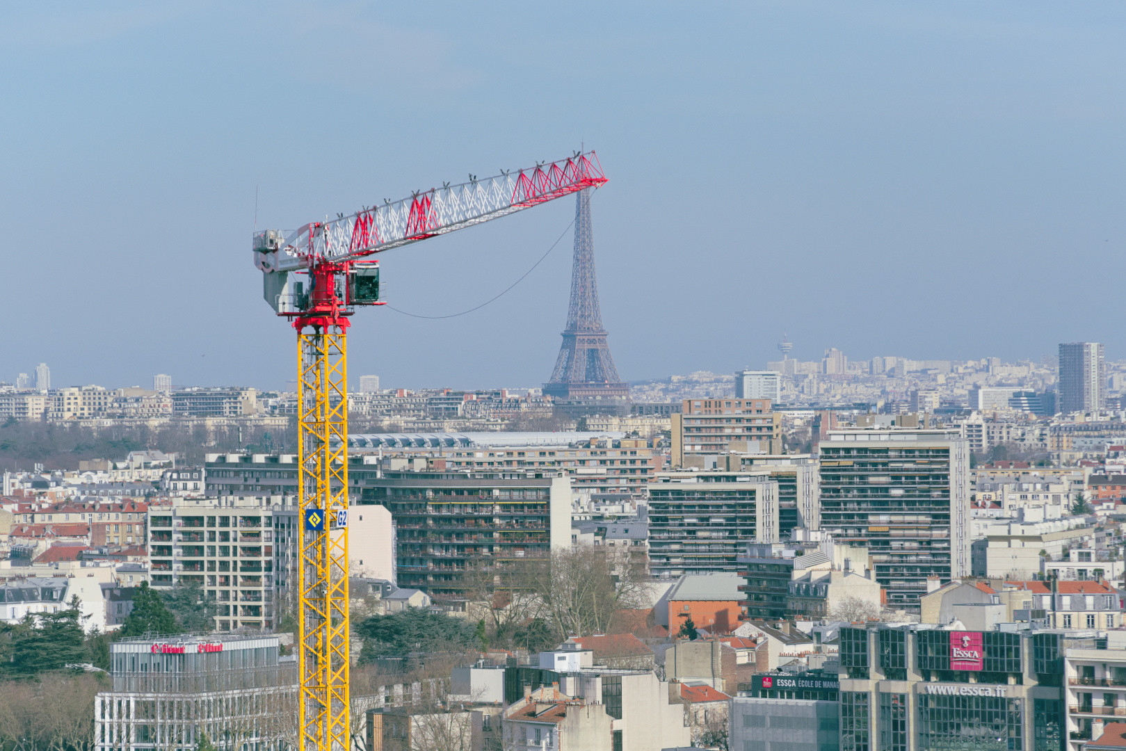The Eiffel Tower seen across the Paris skyline